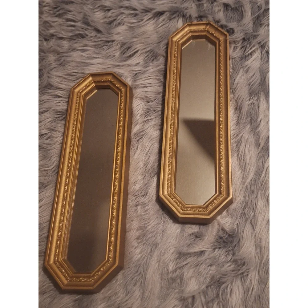 Vintage ornate gold mirror wall sconces